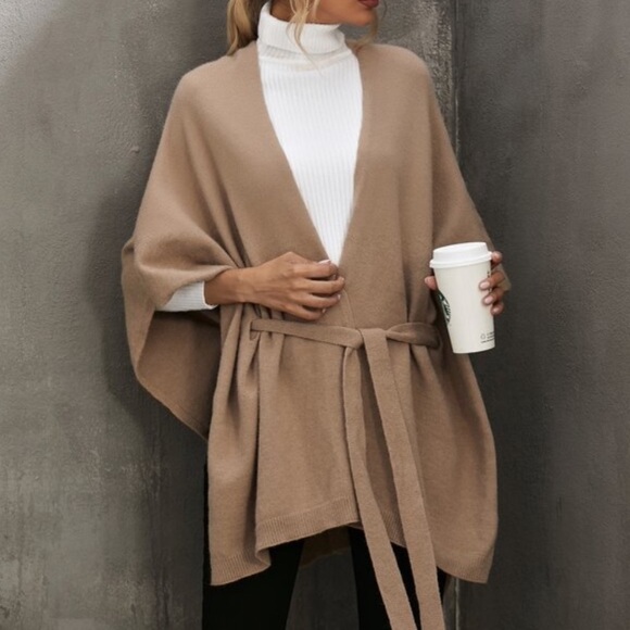 Blush pink kimono cake cardigan poncho - Picture 2 of 8